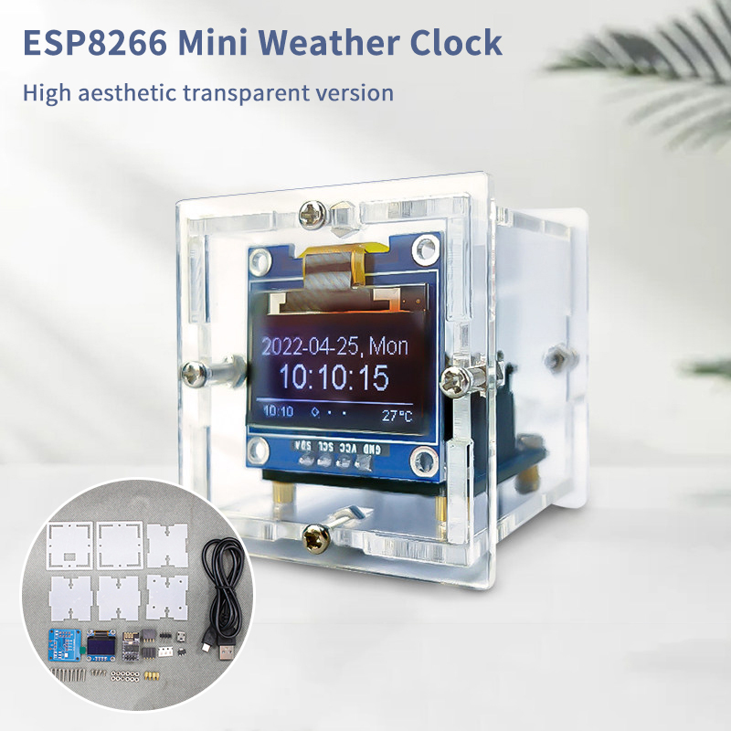 Electronics Project Kit - ESP8266 Mini-Wetteruhr-Bausatz DIY-Lötprojekt - Multifunktionale WLAN-Digitalwetterstation