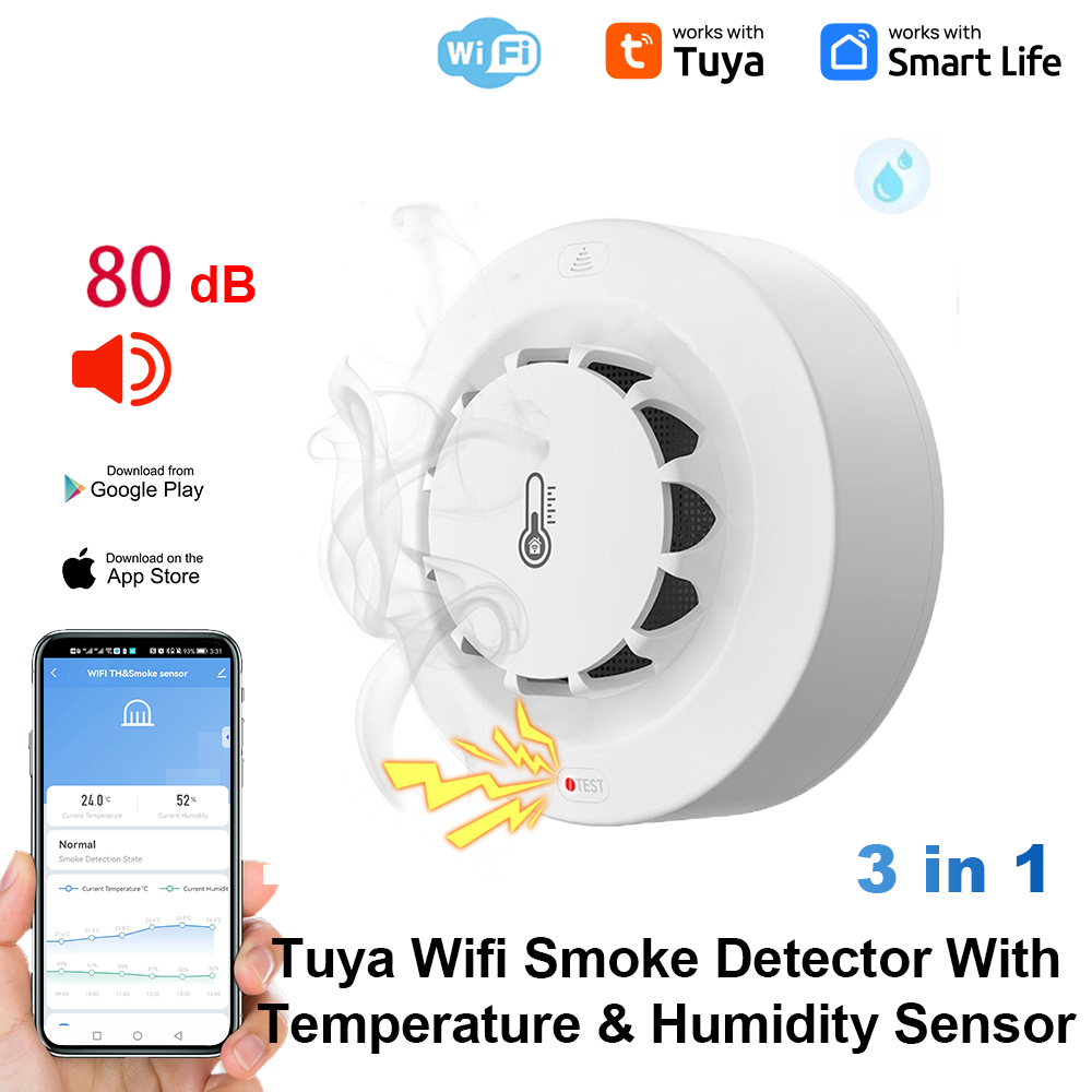 Wifi Thermostat - Tuya WiFi Temperatur- und Feuchtigkeitssensor Rauchmelder