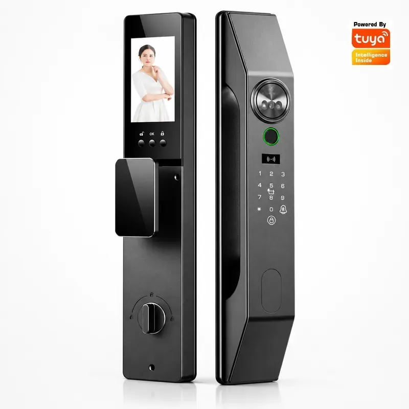 Smart Door Lock Wifi - Mehrsprachiges Gesichtserkennungs-Passwort-Fingerabdruck-Schloss, intelligentes Türschloss für den