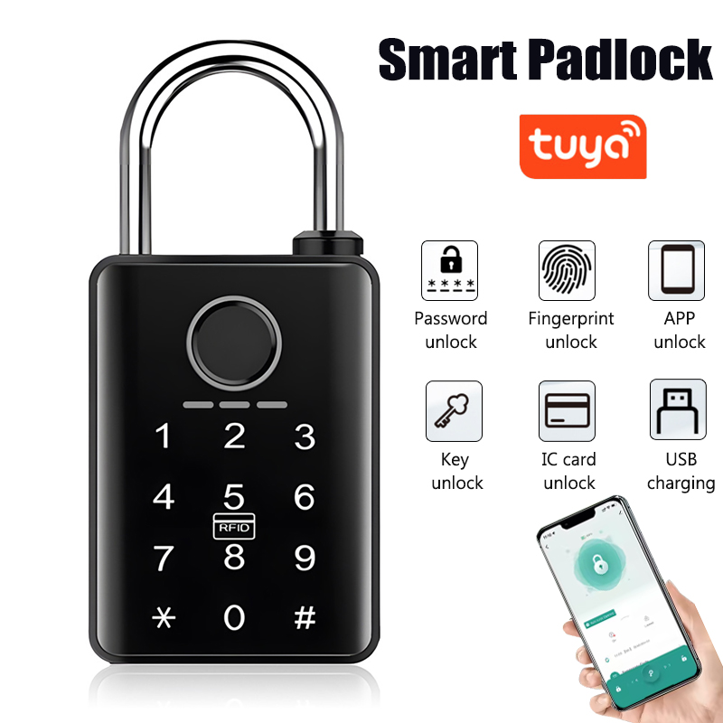 Smart Door Lock Wifi - Tuya Smart Türschloss Fingerabdruck-vorhängeschloss Passwort APP