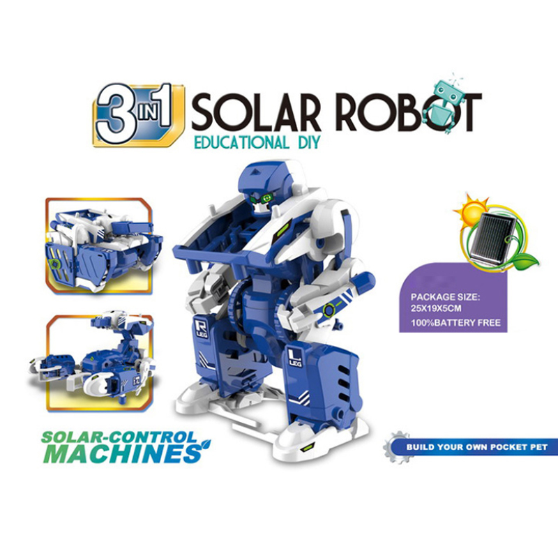 Stem Robotics Kit - Roboter-Bausatz 3-in-1 Lehrreiches DIY-Montage-Spielzeug Wissenschaftlicher Solarbetriebener