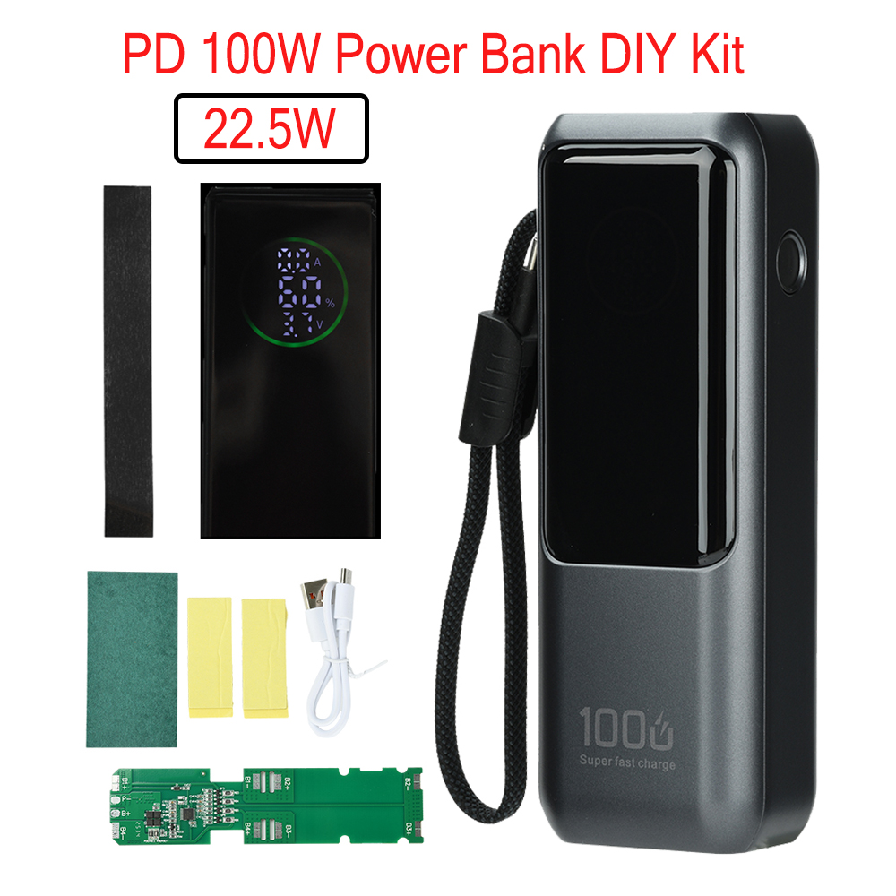 Electronics Project Kit - PD 100W Schnelllade-Powerbank-Kit 4-Zellen 21700 Batteriegehäuse