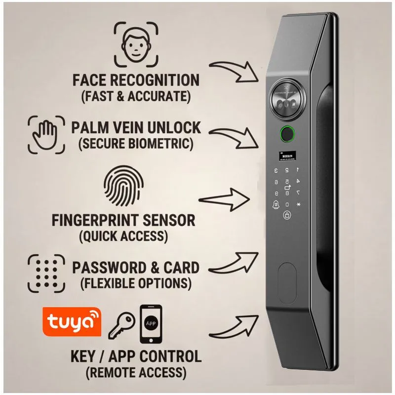 Mehrsprachiges Gesichtserkennu – Smart Door Lock Wifi Bewertung und Preis